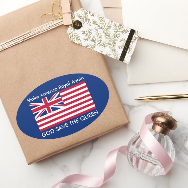 Funny Red Blue Make America Royal wieder Art Ovaler Aufkleber (Schenken)