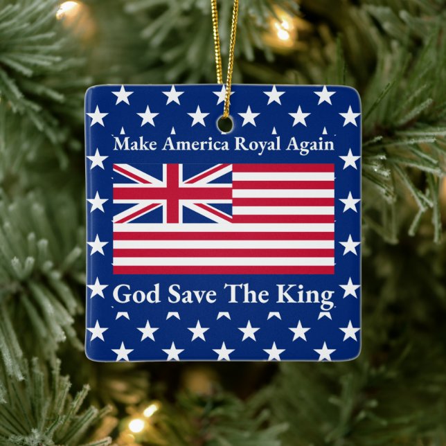 Funny Red Blue Make America Royal wieder Flagge Keramikornament (Baum)