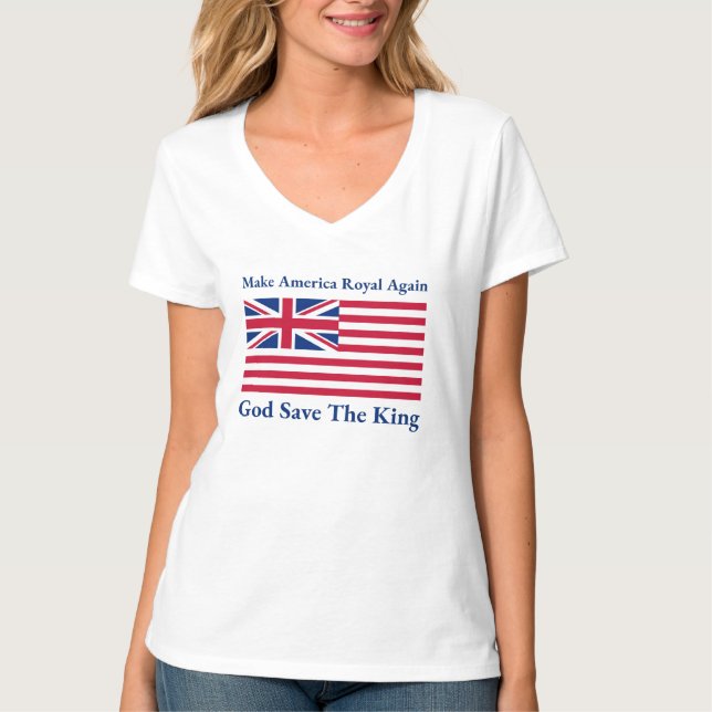 Funny Red Blue Make America Royal wieder Flagge T-Shirt (Vorderseite)
