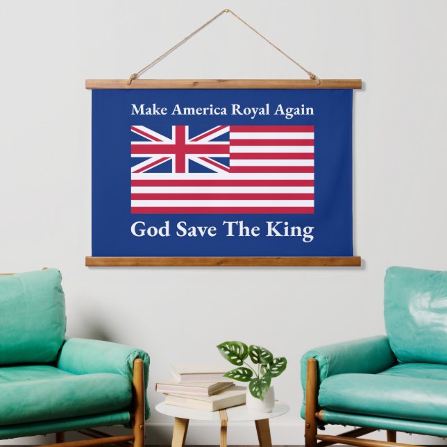 Funny Red Blue Make America Royal wieder Flagge Wandteppich Mit Holzrahmen (Wohnzimmer)