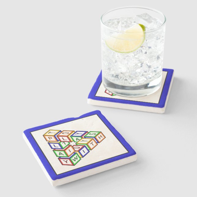 Funny Red Blue Yellow Green Kid Toy Blocks Steinuntersetzer (Seitenansicht)