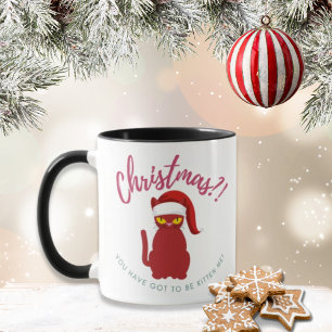 Funny Red Christmas Cat Illustration Kaffeetasse