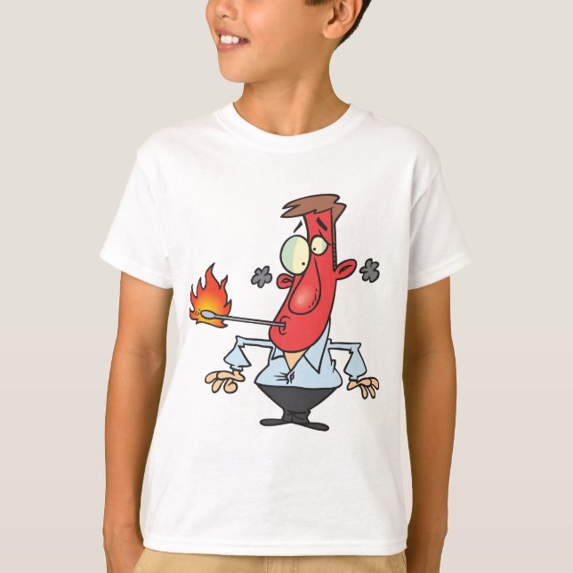 Funny Red Face Man with Thermometer Fever T-Shirt (Vorderseite)