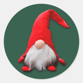 Funny Red Gnome Christmas Runder Aufkleber