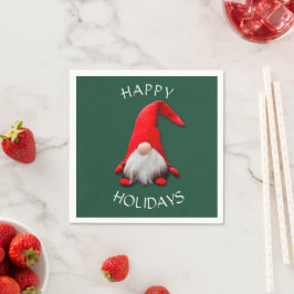 Funny Red Gnome Christmas Serviette