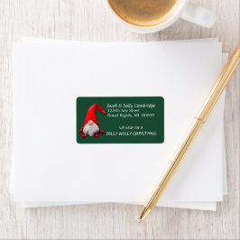 Funny Red Gnome Jolly Holly Weihly Adressaufkleber