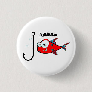 Funny Red Graphic Fishaaty Mens Design Button