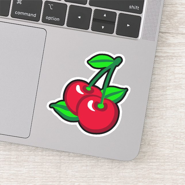 Funny Red Green Black Cherries Frucht Cartoon Kuns Aufkleber (Detail)