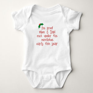 Funny Red & Green Holiday Mistletoe Baby Bodysuit Strampler