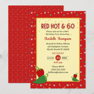 Funny Red Hot 60. Geburtstag Einladungen