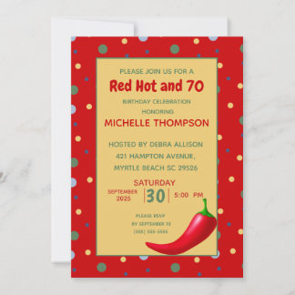 Funny Red Hot 70. Geburtstag Einladungen