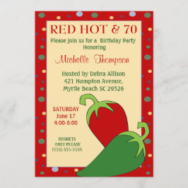 Funny Red Hot 70. Geburtstag Einladungen