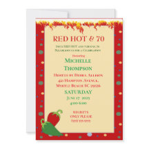 Funny Red Hot 70. Geburtstag Einladungen