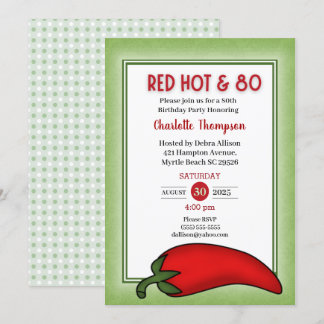 Funny Red Hot 80. Geburtstag Einladungen