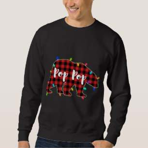 Funny Red Kariert Christmas Lights Pop Pop Bear Xm Sweatshirt
