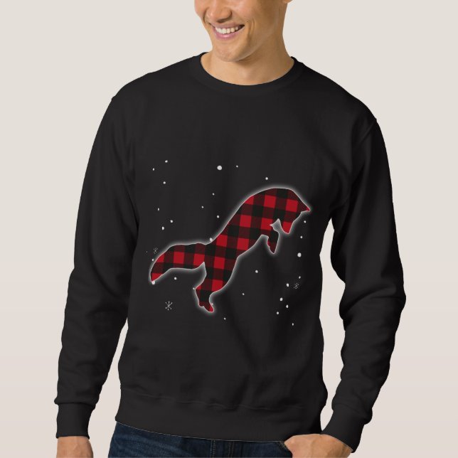Funny Red Kariert Fox Christmas Matching Buffalo F Sweatshirt (Vorderseite)