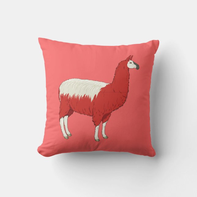 Funny Red Llama Kissen (Vorderseite)