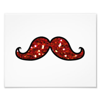 FUNNY RED MUSTACHE DRUCKTER GLITZER FOTODRUCK