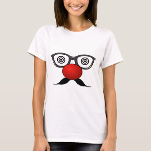 Funny Red Nose seltsame Augen Brille Schnurrbart T-Shirt