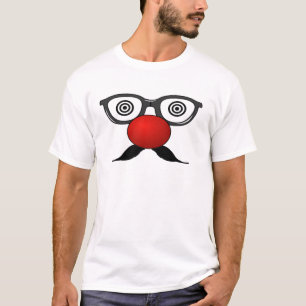 Funny Red Nose seltsame Augen Brille Schnurrbart T-Shirt