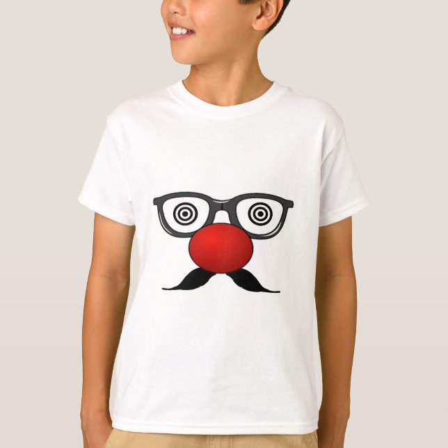 Funny Red Nose seltsame Augen Brille Schnurrbart T-Shirt (Vorderseite)