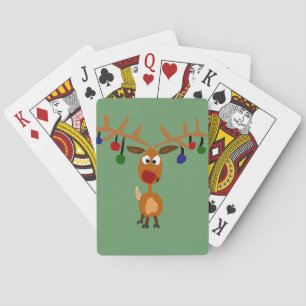 Funny Red Nosed Rentiere Weihnachtskunst Spielkarten