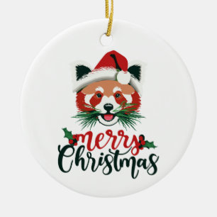 Funny Red Panda Frohe Weihnachten Keramik Ornament