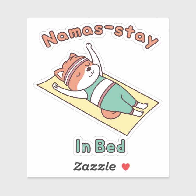 Funny Red Panda Namas-stay In Bed Yoga Pun Sticker (Blatt)