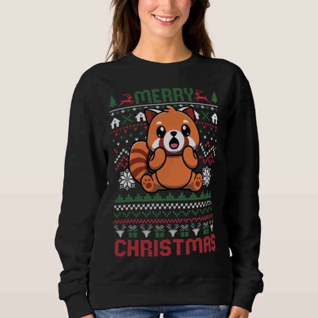 Funny Red Panda Uggi WeihnachtsLICHT Sweater Sweatshirt (Vorderseite)