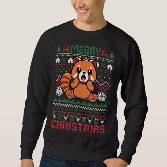 Funny Red Panda Uggi WeihnachtsLICHT Sweater Sweatshirt (Vorderseite)