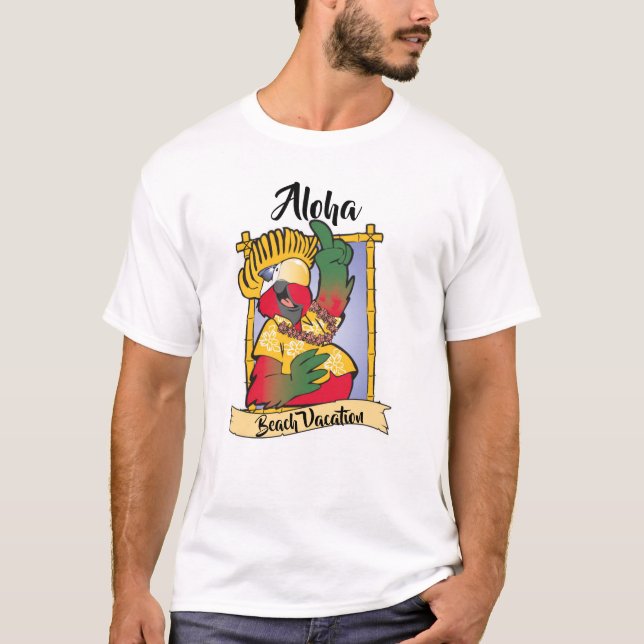 Funny Red Parrot Bird White T-Shirt (Vorderseite)