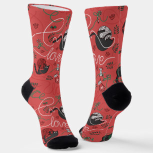 Funny Red Peace und Liebe Kitten Weihnachten Socken