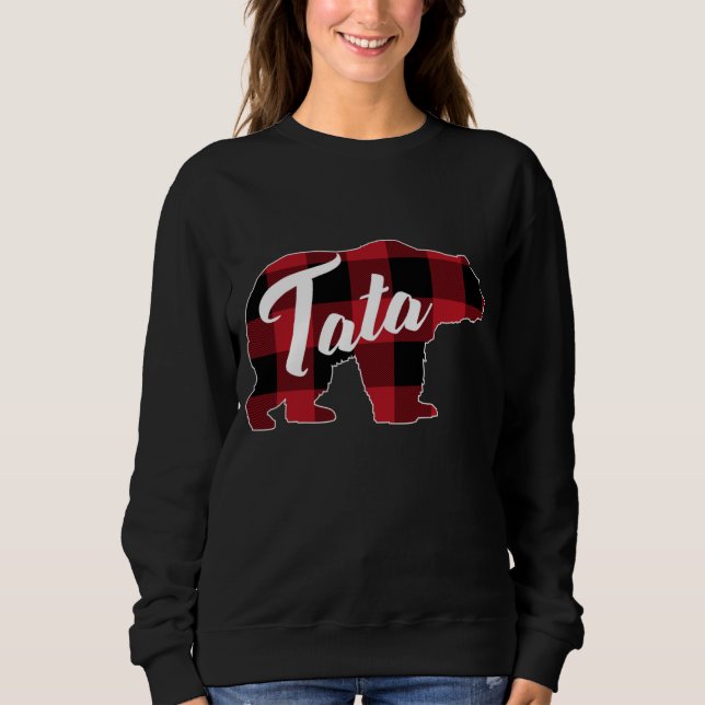 Funny Red Plaid Buffalo Bear Apparel, Fun Tata Paj Sweatshirt (Vorderseite)