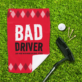 Funny Red Raute Bad Driver ... Golfhandtuch