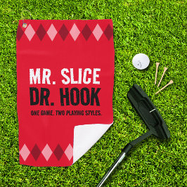 Funny Red Raute Mr. Slice und Dr. Hook ... Golfhandtuch