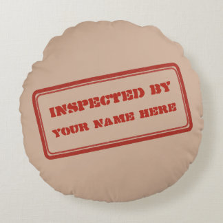 Funny Red Rubber Briefmarke von EUCH überprüft Rundes Kissen