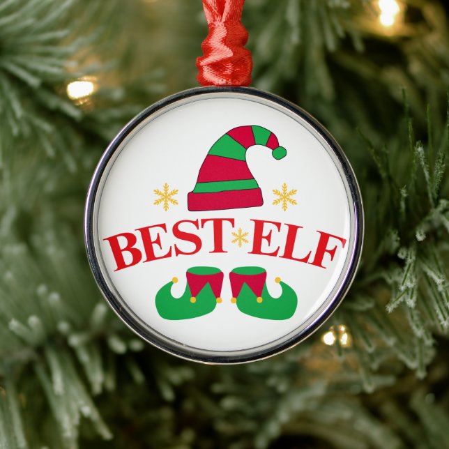 Funny Red und Green Best Elf Weihnachten Ornament Aus Metall (Baum)