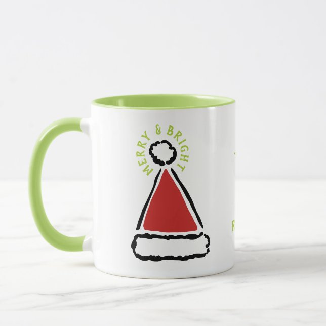 Funny Red Weihnachtsmannmütze Merry & Bright Typog Tasse (Links)