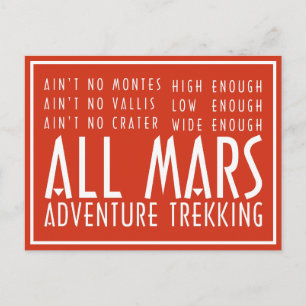 Funny Red White Alle Mars Trekking Abenteuer Postkarte