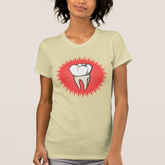 Funny Red White Beige Extracted Molar Sternexplosi T-Shirt (Vorderseite)
