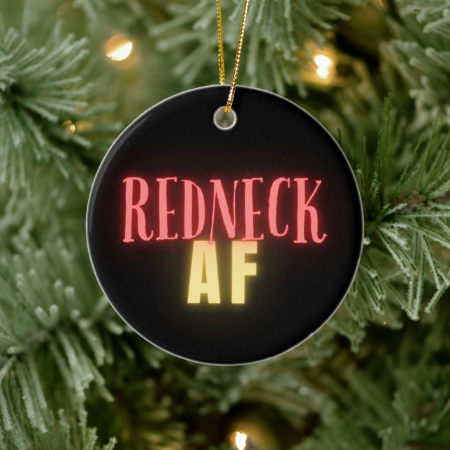 Funny Redneck AF Neon Personalisiert Keramik Ornament (Baum)