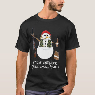 Funny Redneck Geschenk T-Shirt Snowman Beer Rifle