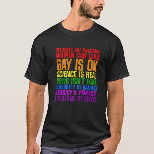 Funny Refugees Welcome Science sind real Gay is T-Shirt (Vorderseite)