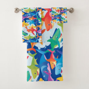 Funny Regenbogenhai Geburtstagsparty Pattern Badhandtuch Set