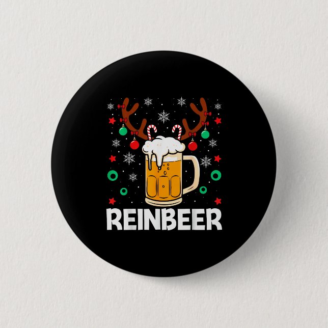 Funny Reinbeer Winedeer Beer Wine Matching Couples Button (Vorderseite)