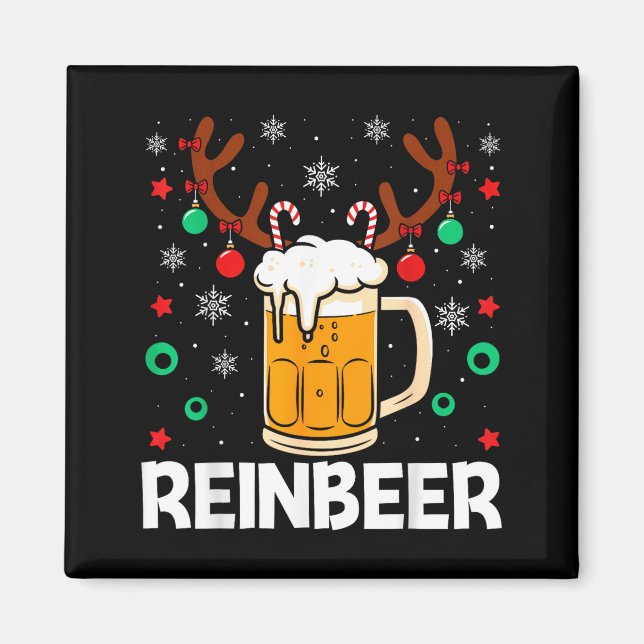 Funny Reinbeer Winedeer Beer Wine Matching Couples Magnet (Vorne)