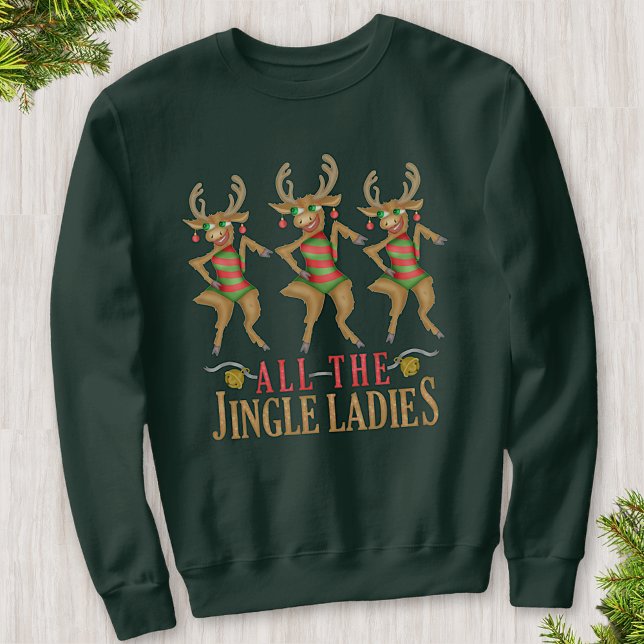 Funny Reindeer All Jingle Ladys Ugly Christmas Sweatshirt (Von Creator hochgeladen)