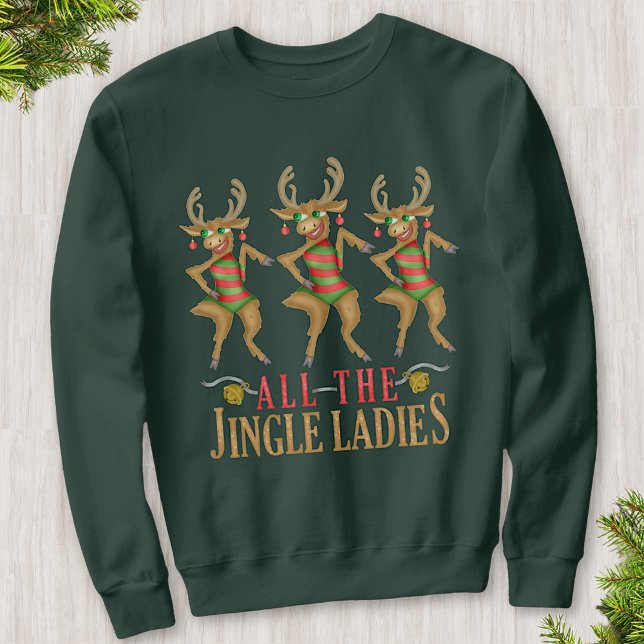 Funny Reindeer All Jingle Ladys Ugly Christmas Sweatshirt (Von Creator hochgeladen)