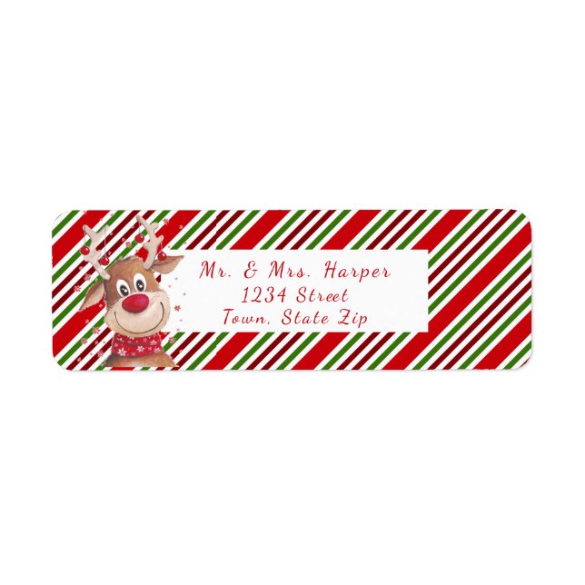 Funny Reindeer Big Red Nose Red White Strip (Vorne)