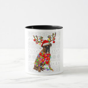 Funny Reindeer Boxer Dog Weihnachtslicht Tasse